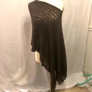 Asymmetrical Brown Weave Poncho